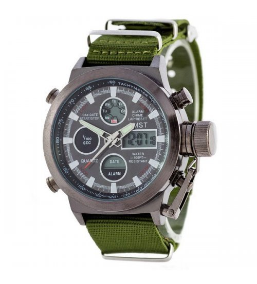 Годинник AMST C Black-Black Green Wristband