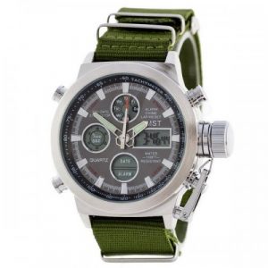 AMST 3003 Silver-Black Green Wristband