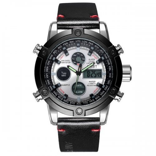 AMST 3022 Silver-Black-Silver Smooth Wristband