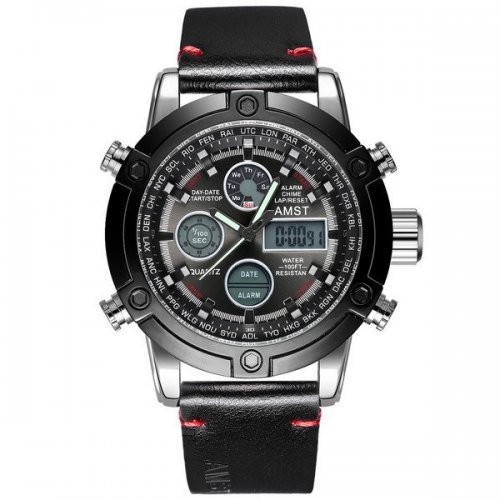 AMST 3022 Silver-Black Smooth Wristband