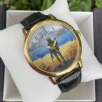 Годинник механічний з ексклюзивним циферблатом Золото шкіра