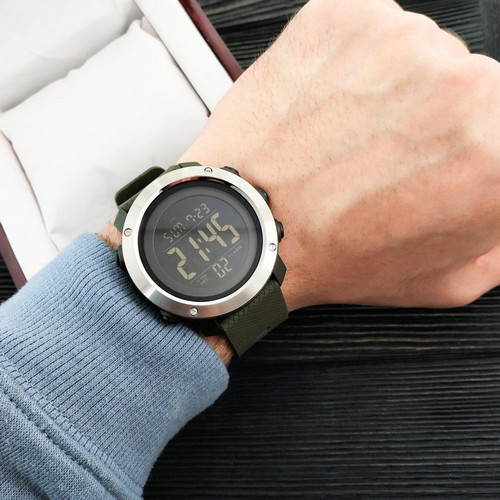 Skmei 1416 Silver-Black-Military Wristband - Зображення 3