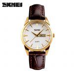 Кварцовий жіночий годинник Skmei 9073GDWT-S Gold-White lady