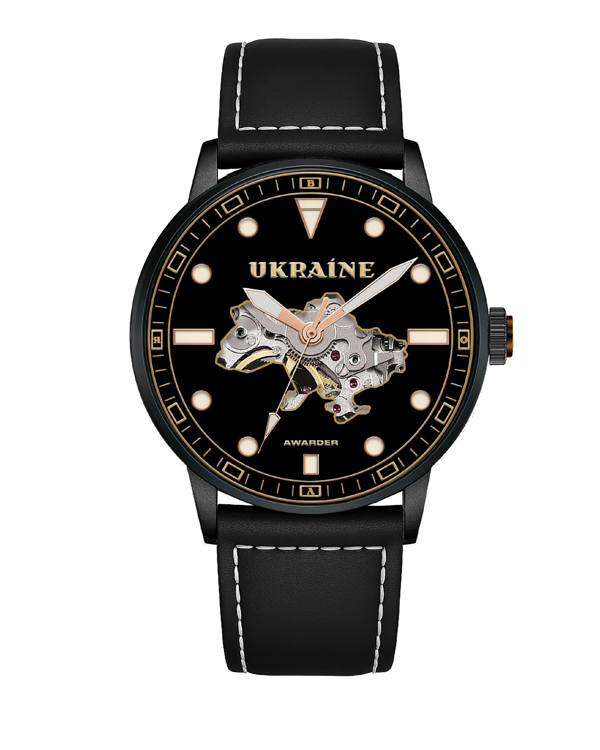 Awarder 044 Automatic Ukraine All Black Преміальний чоловічий годинник Awarder 044 Automatic Ukraine All Black - Зображення 1